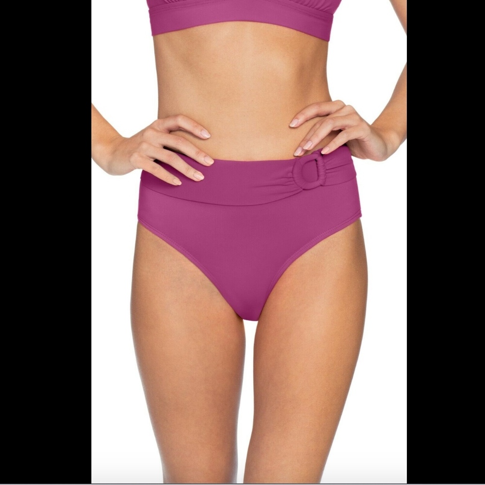 NWT Robin Piccone Kate High Waist Bikini Bottom Orchid SZ Medium